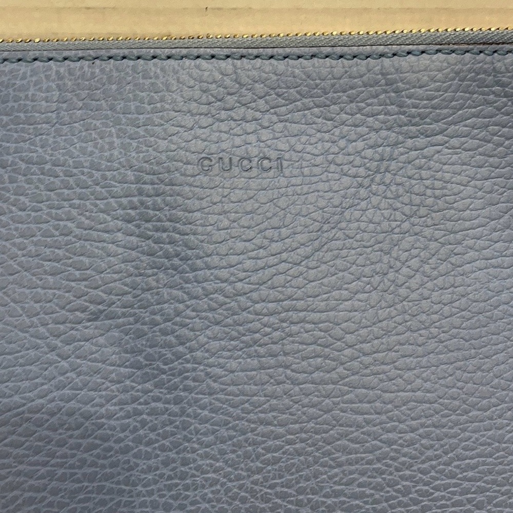 Gucci mineral Blue calf skin leather. Tassel Wristlet with Bamboo Accents - Picture 4 of 9